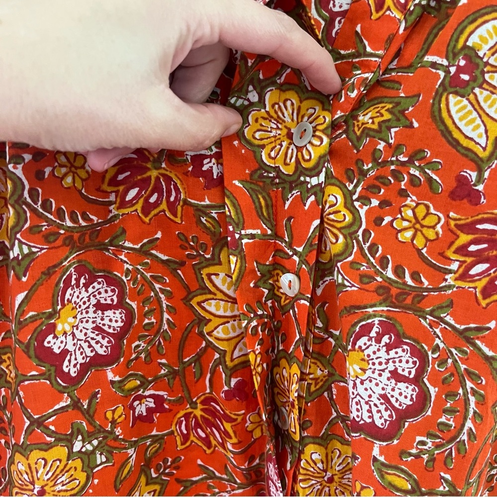 Vibrant Orange Floral Midi Dress - Picture 8 of 14